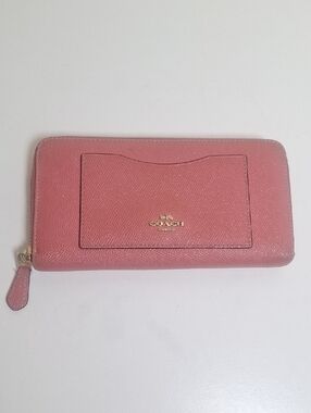 Coach Metalic Pebbled Leather Antique Rose Accordian Wallet